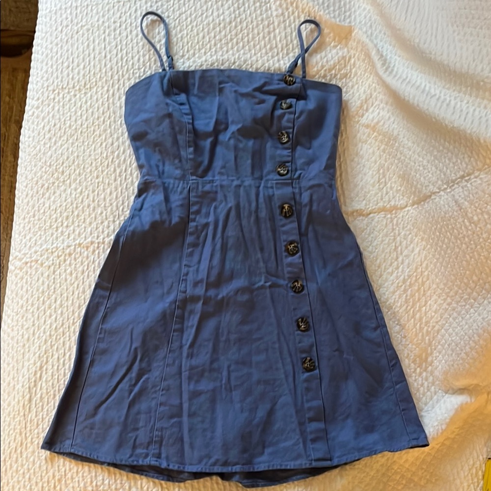 Stylish Blue Button-Up Dress